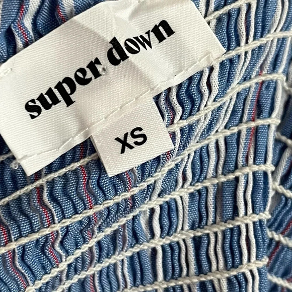 Superdown • Diya Blue White Striped Off Shoulder Dress - Picture 8 of 10